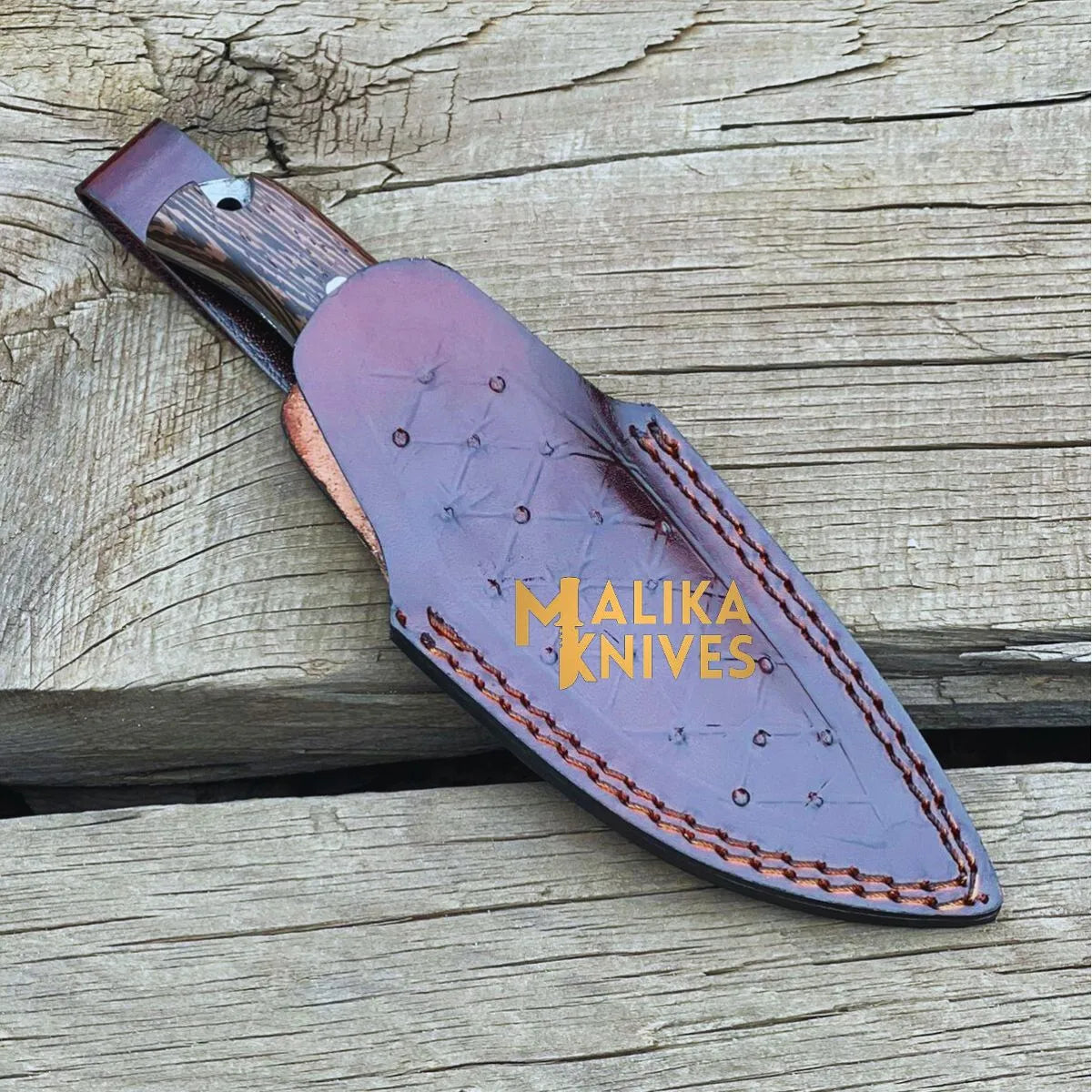 Handgemachtes Skinner-Messer mit gerader Klinge und Wengéholzgriff-0032