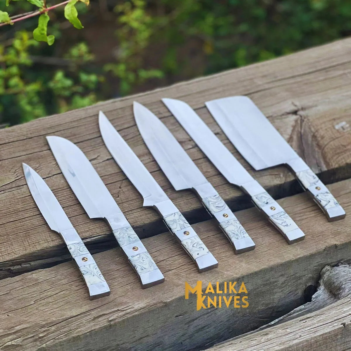 Malika Ultimate Küchenmesserset: Premium Black & White Kollektion mit Lederetui -0205