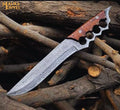 Knuckle Bowie Messer Damaststahl Palisandergriff