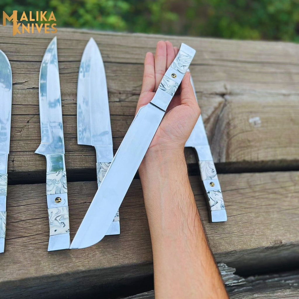 Malika Ultimate Küchenmesserset: Premium Black & White Kollektion mit Lederetui -0205