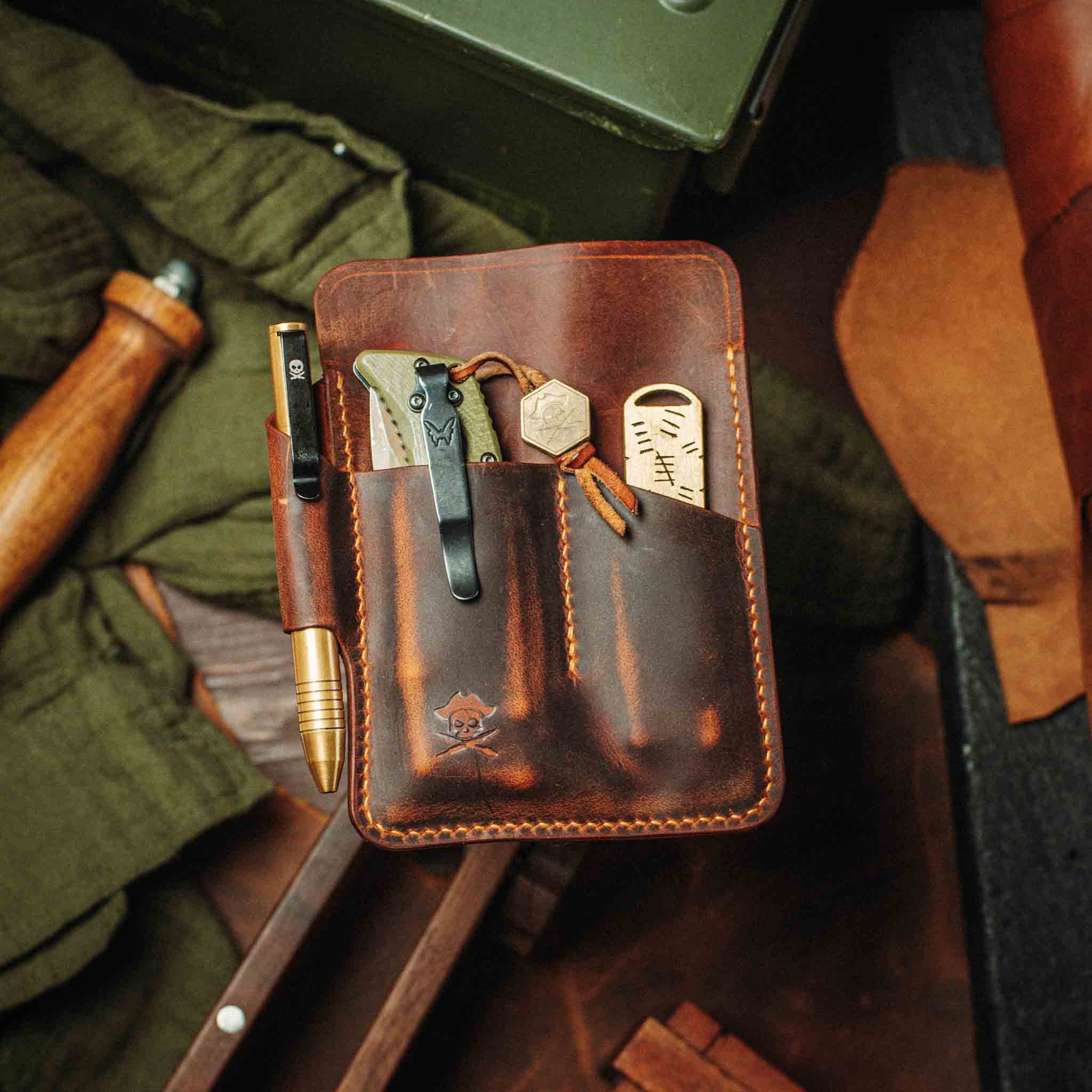 Pirate Goods First Mate Fatty Pocket Organizer – Large Leather EDC Organizer for Multi-Tool