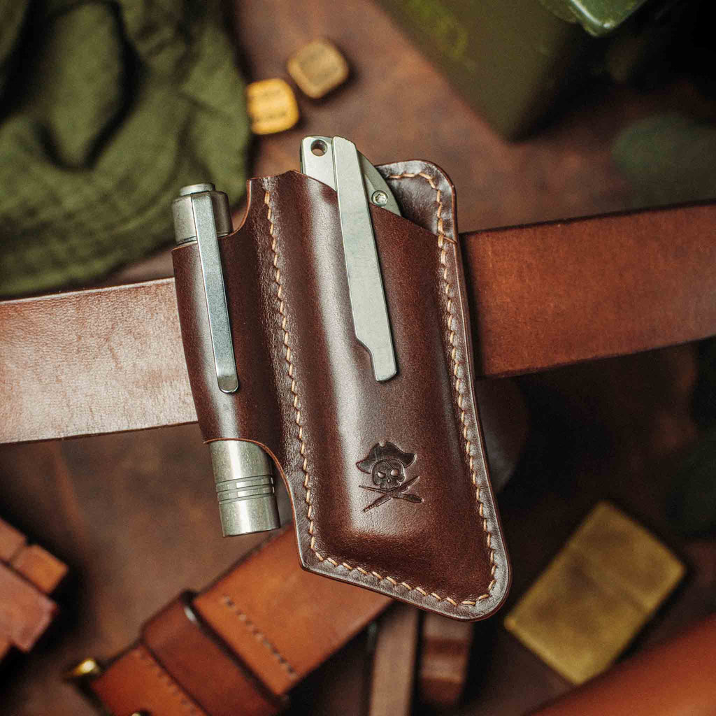 Funda de Cuchillo Marinero Pirata v4 – Soporte de Cuchillo de Cuero para Cinturón EDC