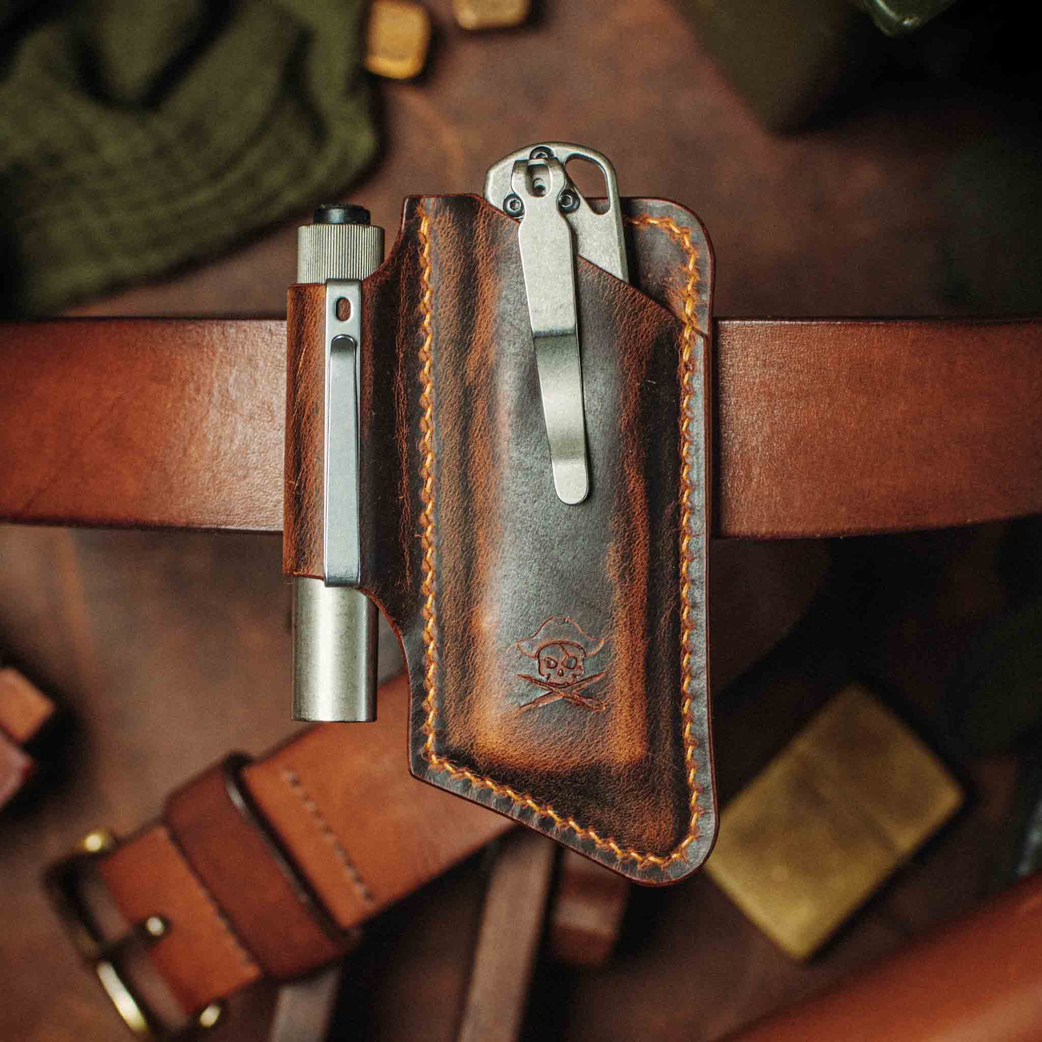 Funda de Cuchillo Marinero Pirata v4 – Soporte de Cuchillo de Cuero para Cinturón EDC