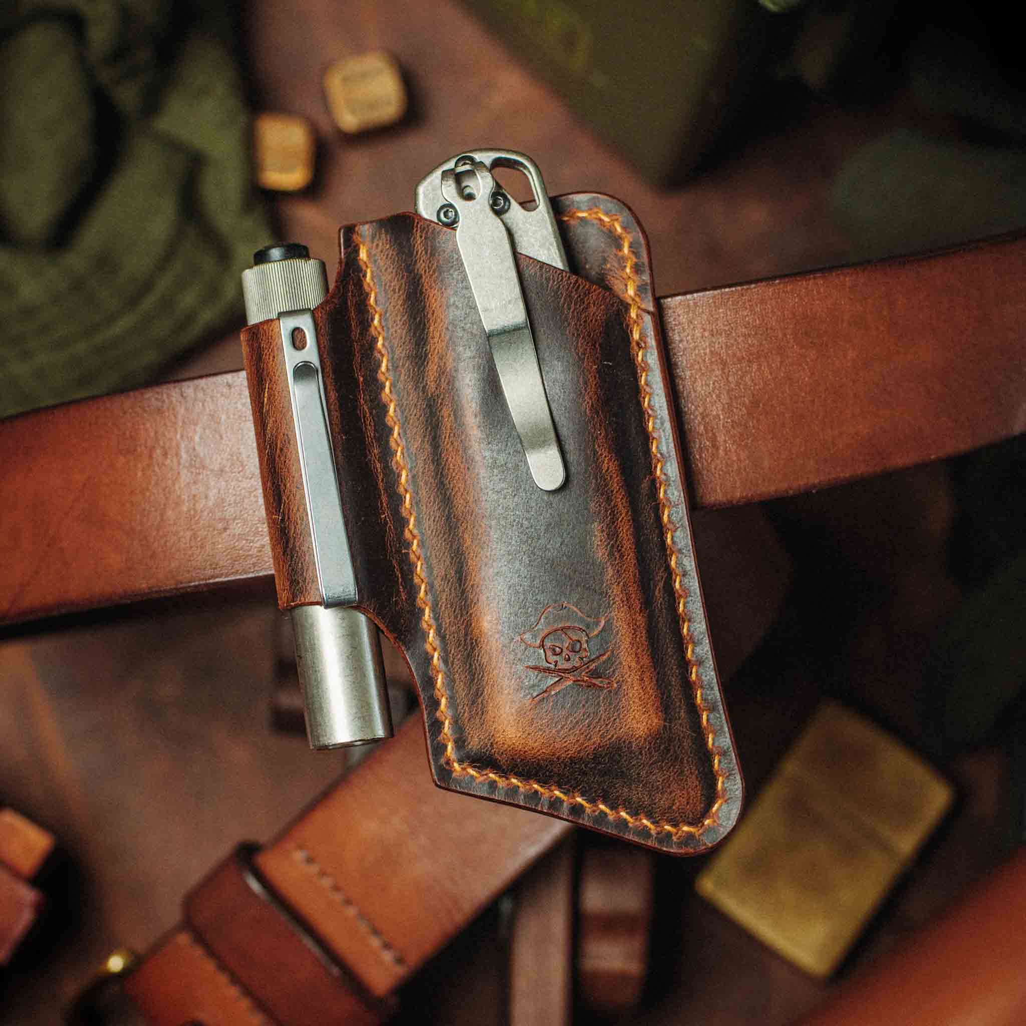Funda de Cuchillo Marinero Pirata v4 – Soporte de Cuchillo de Cuero para Cinturón EDC