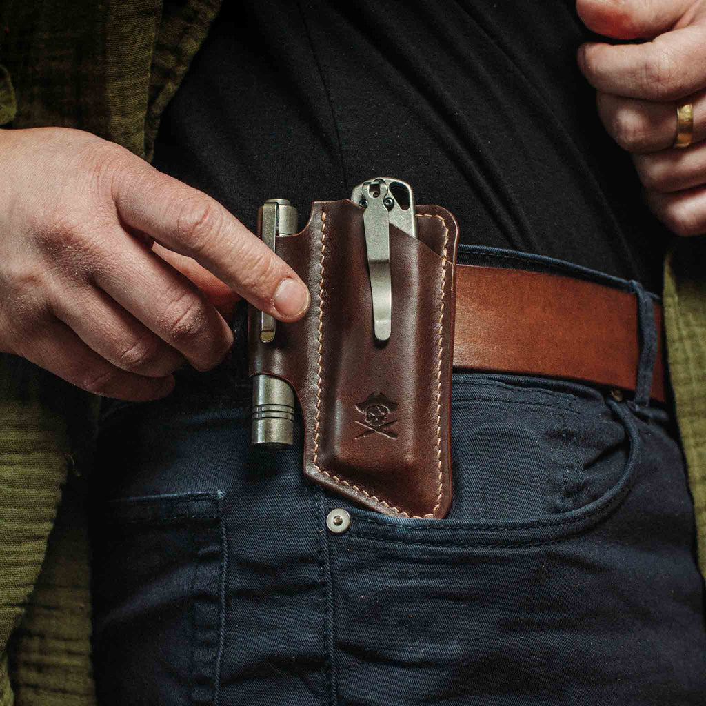 Funda de Cuchillo Marinero Pirata v4 – Soporte de Cuchillo de Cuero para Cinturón EDC