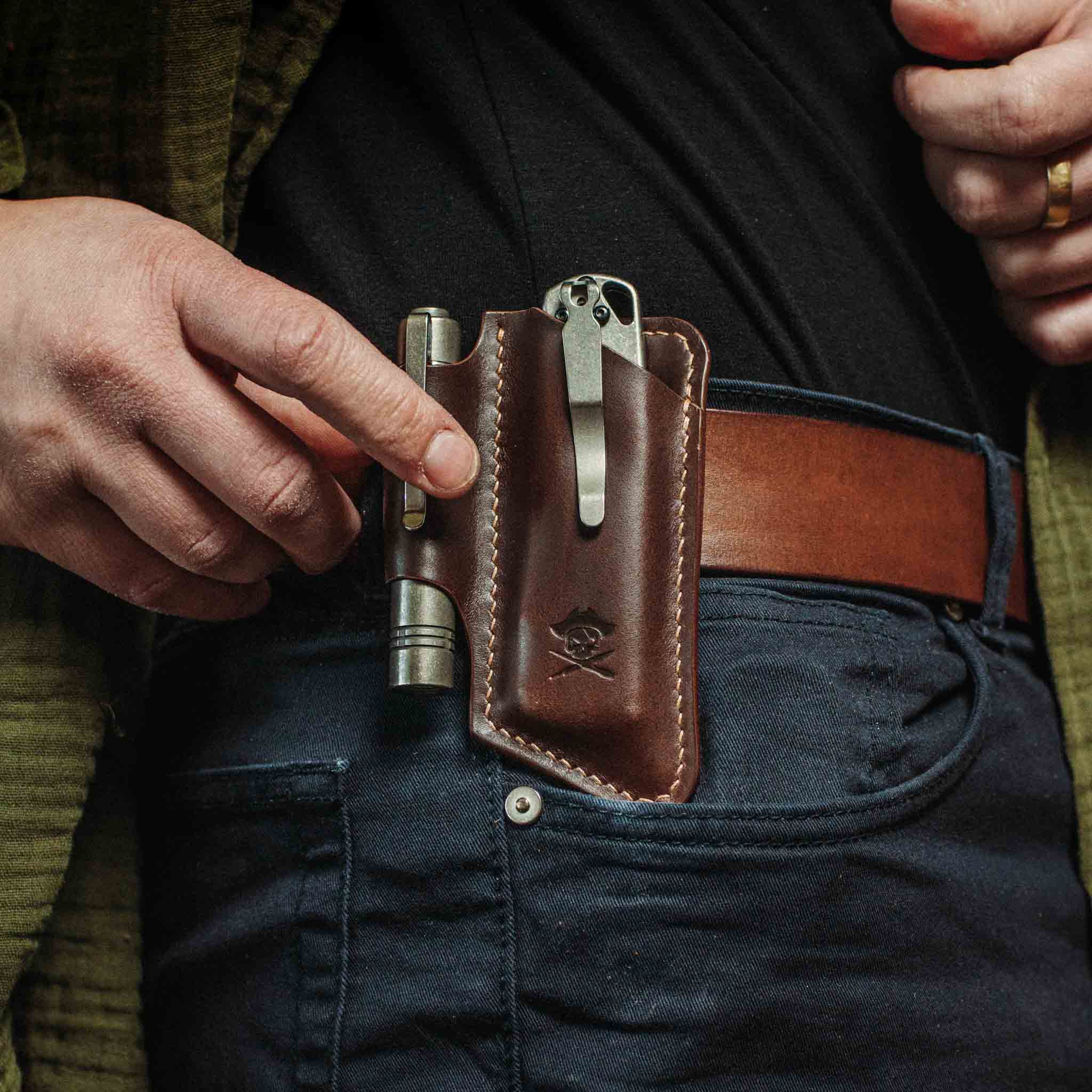 Funda de Cuchillo Marinero Pirata v4 – Soporte de Cuchillo de Cuero para Cinturón EDC