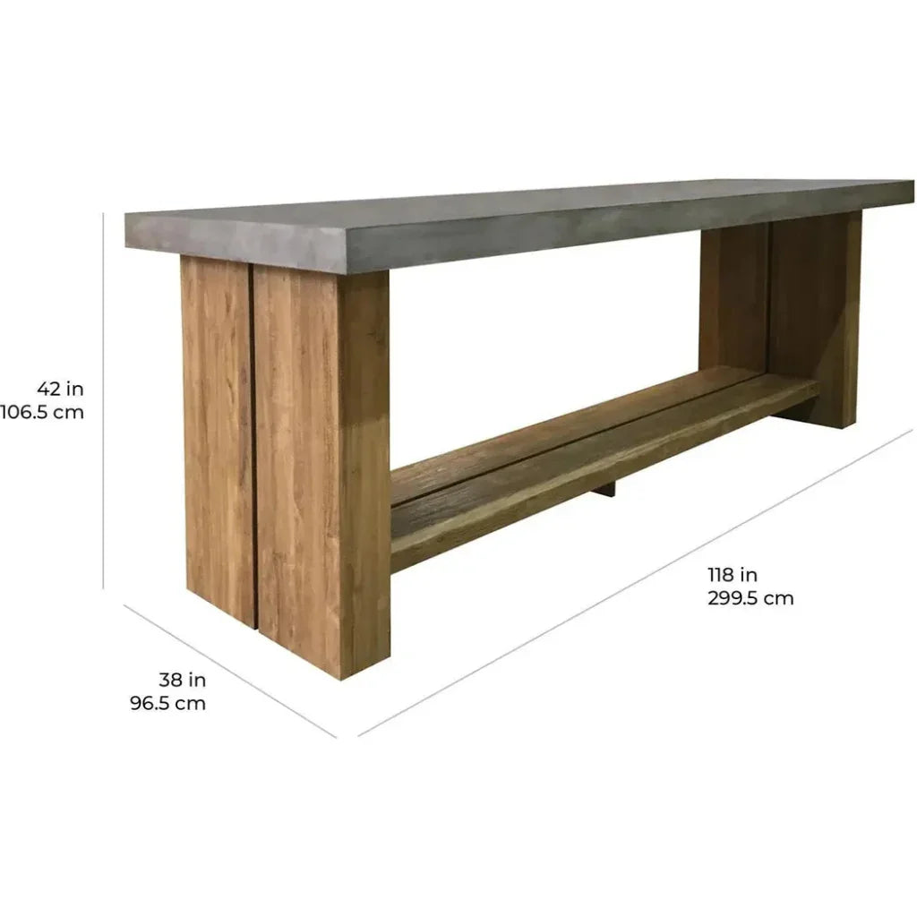 Mykonos  Concrete Slate Grey Outdoor Bar Table
