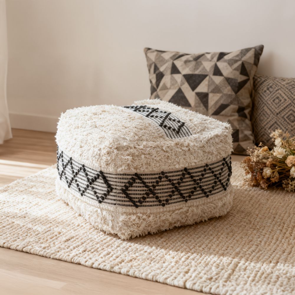 Pisco Textured Fabric Ottoman