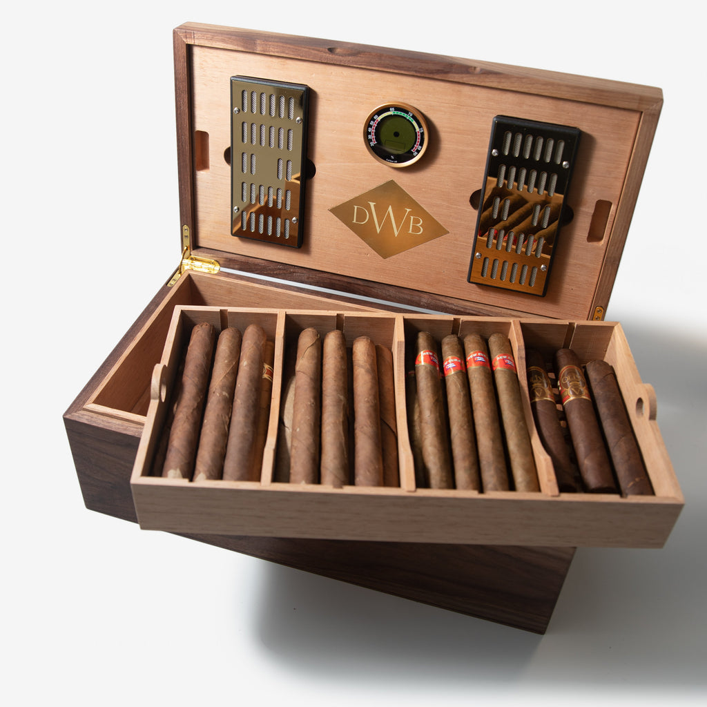 Zigarrenhumidor – Schwarznussbaum mit Auskleidung aus spanischer Zeder – Fassungsvermögen 80 Stück