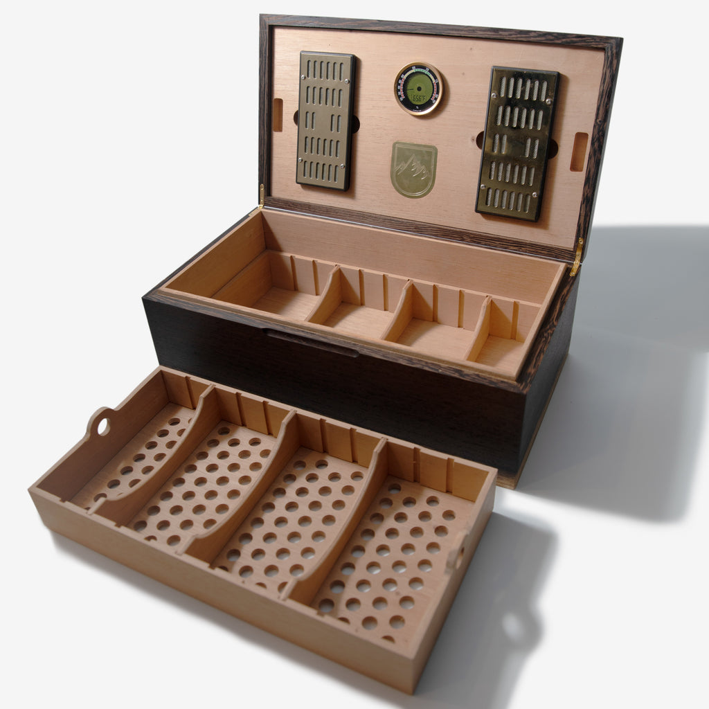 Humidor para puros - Wengué con revestimiento de cedro español - 80 unidades de capacidad