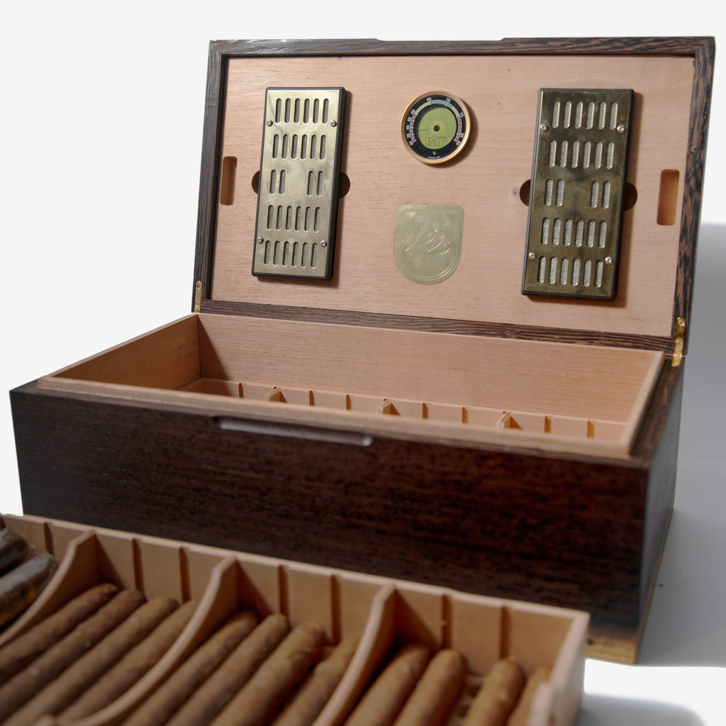 Humidor para puros - Wengué con revestimiento de cedro español - 80 unidades de capacidad
