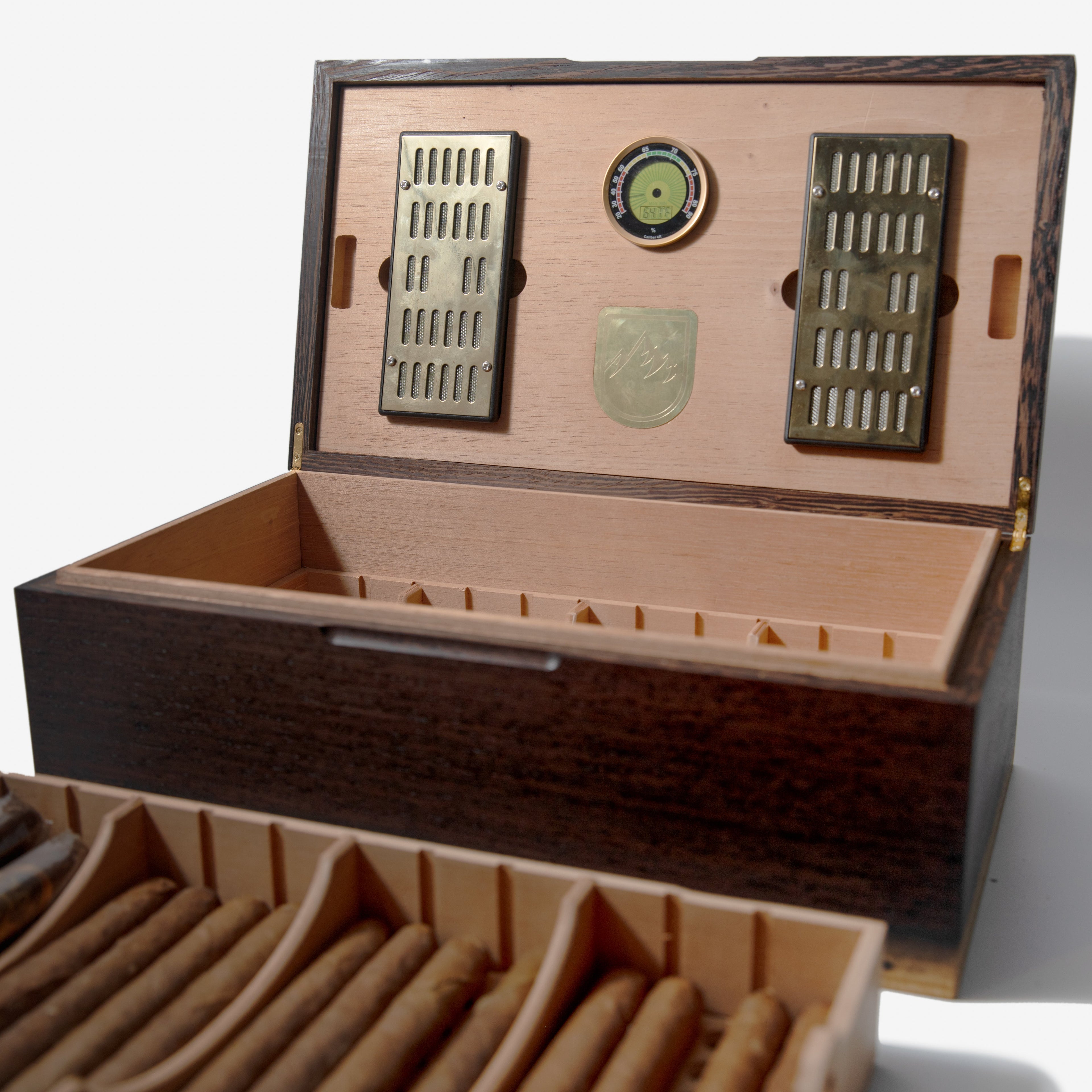 Humidor para puros - Wengué con revestimiento de cedro español - 80 unidades de capacidad