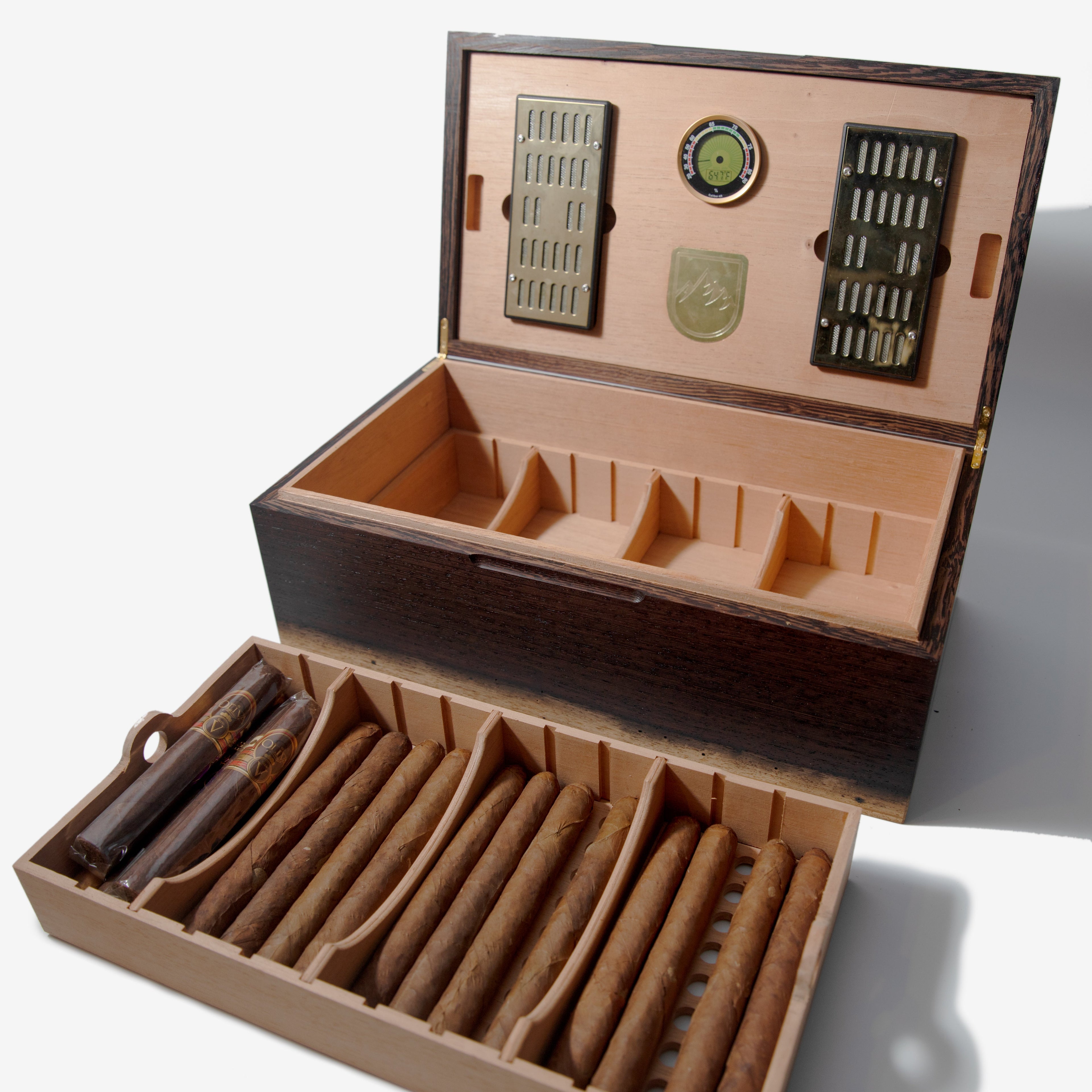 Humidor para puros - Wengué con revestimiento de cedro español - 80 unidades de capacidad