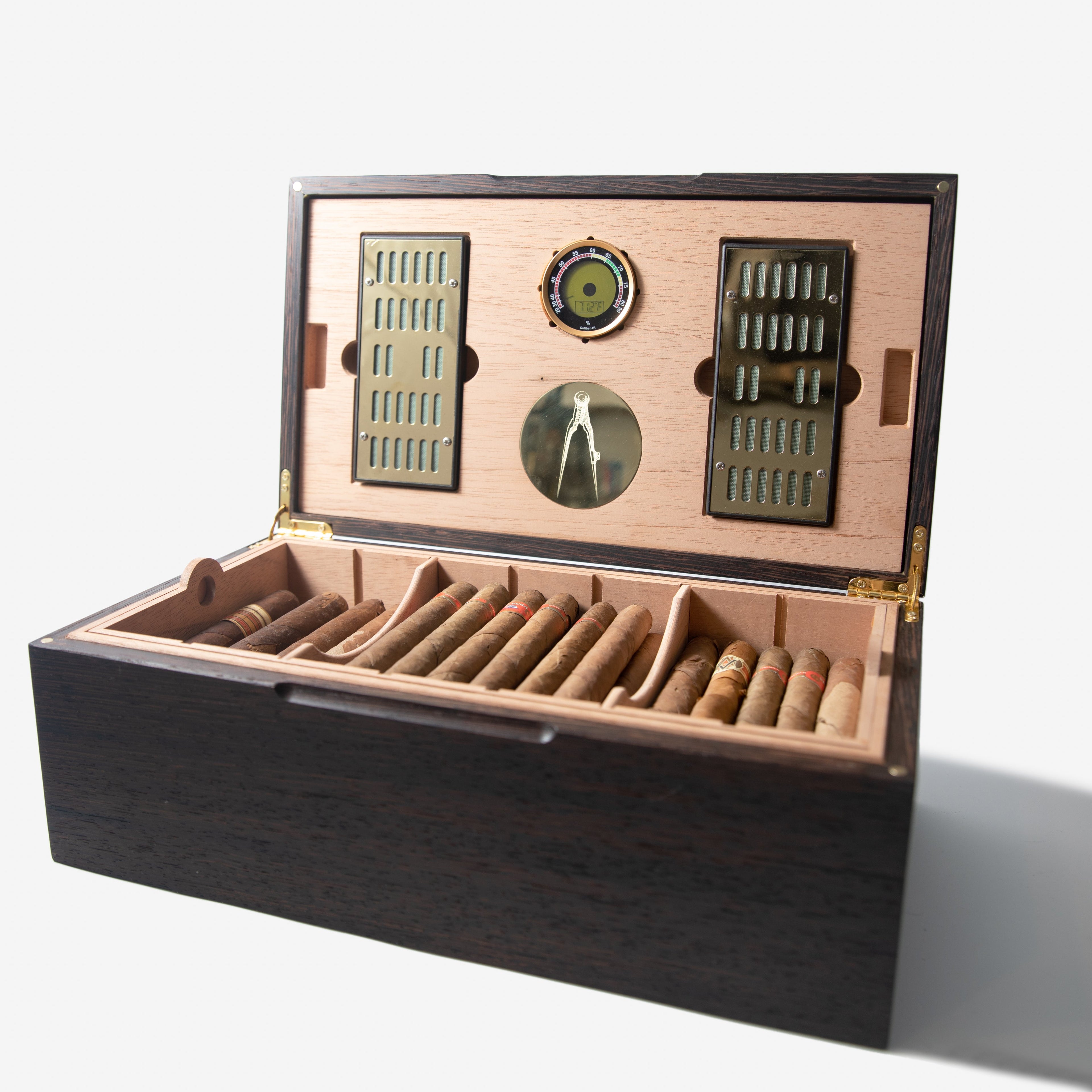 Humidor para puros - Wengué con revestimiento de cedro español - 80 unidades de capacidad