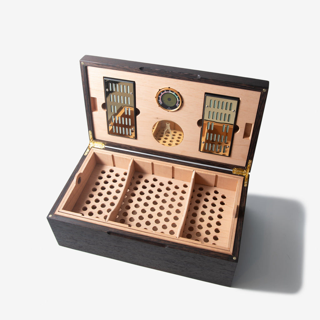 Humidor para puros - Wengué con revestimiento de cedro español - 80 unidades de capacidad