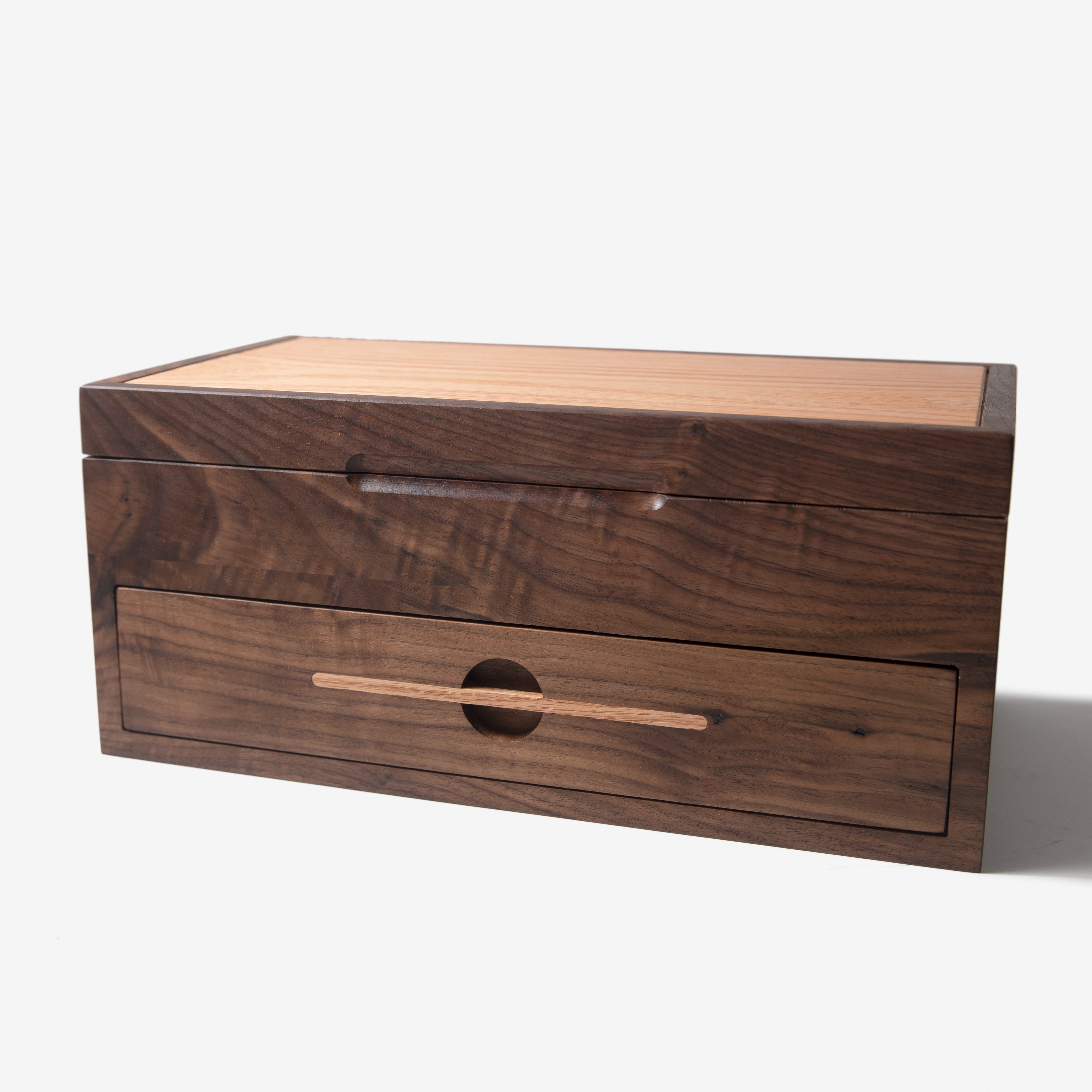 Caja para relojes con cajón - Nogal negro y roble - De 12 a 16 compartimentos para relojes