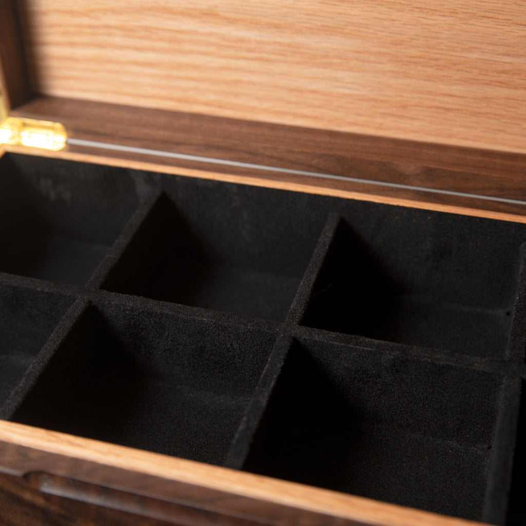 Caja para relojes con cajón - Nogal negro y roble - De 12 a 16 compartimentos para relojes