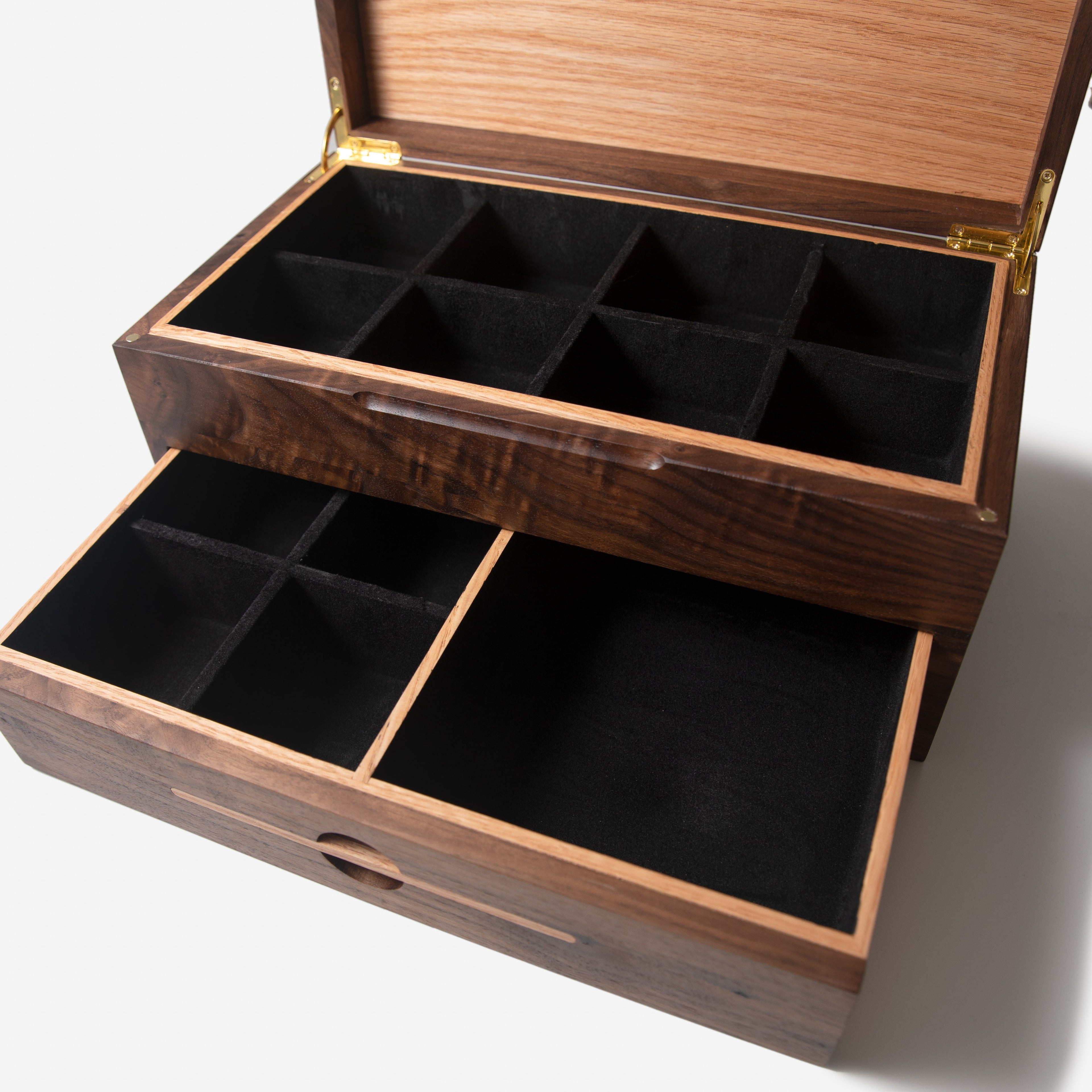 Caja para relojes con cajón - Nogal negro y roble - De 12 a 16 compartimentos para relojes