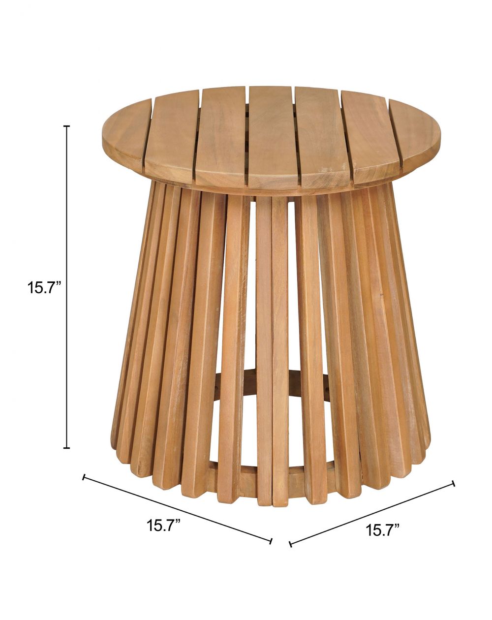 Mesa auxiliar redonda de madera natural Zahara