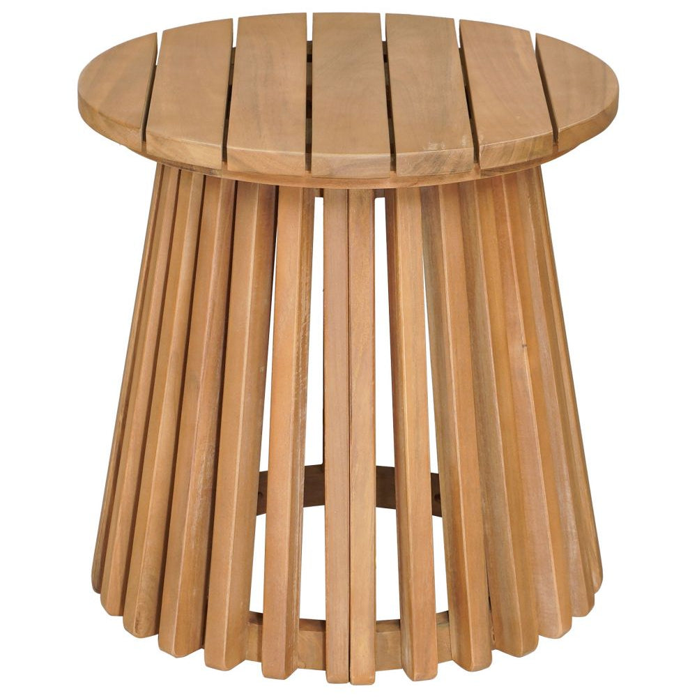Mesa auxiliar redonda de madera natural Zahara