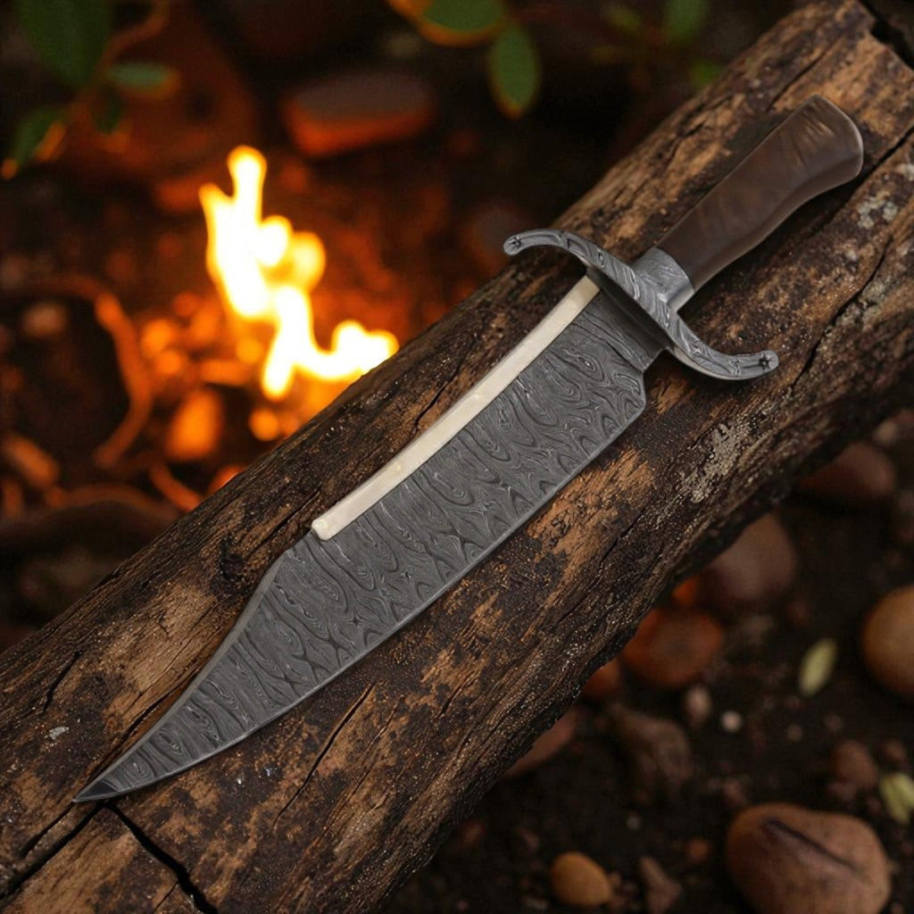 Cuchillo Bowie Alamo Musso Hecho a Mano de Acero de Damasco
