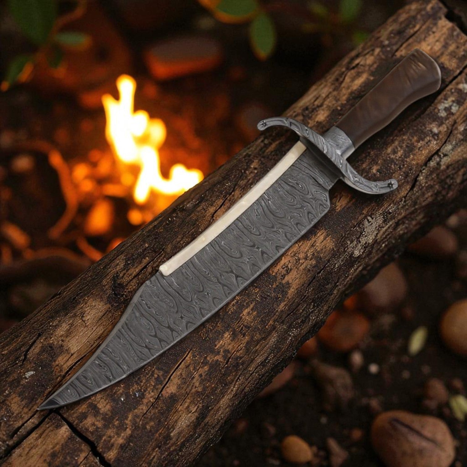 Cuchillo Bowie Alamo Musso Hecho a Mano de Acero de Damasco