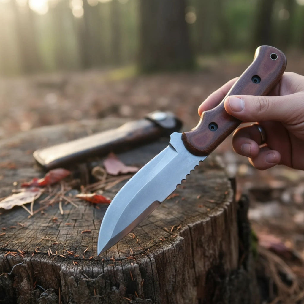Cuchillo de Caza D2 Blue Creek | Funda de Cuero