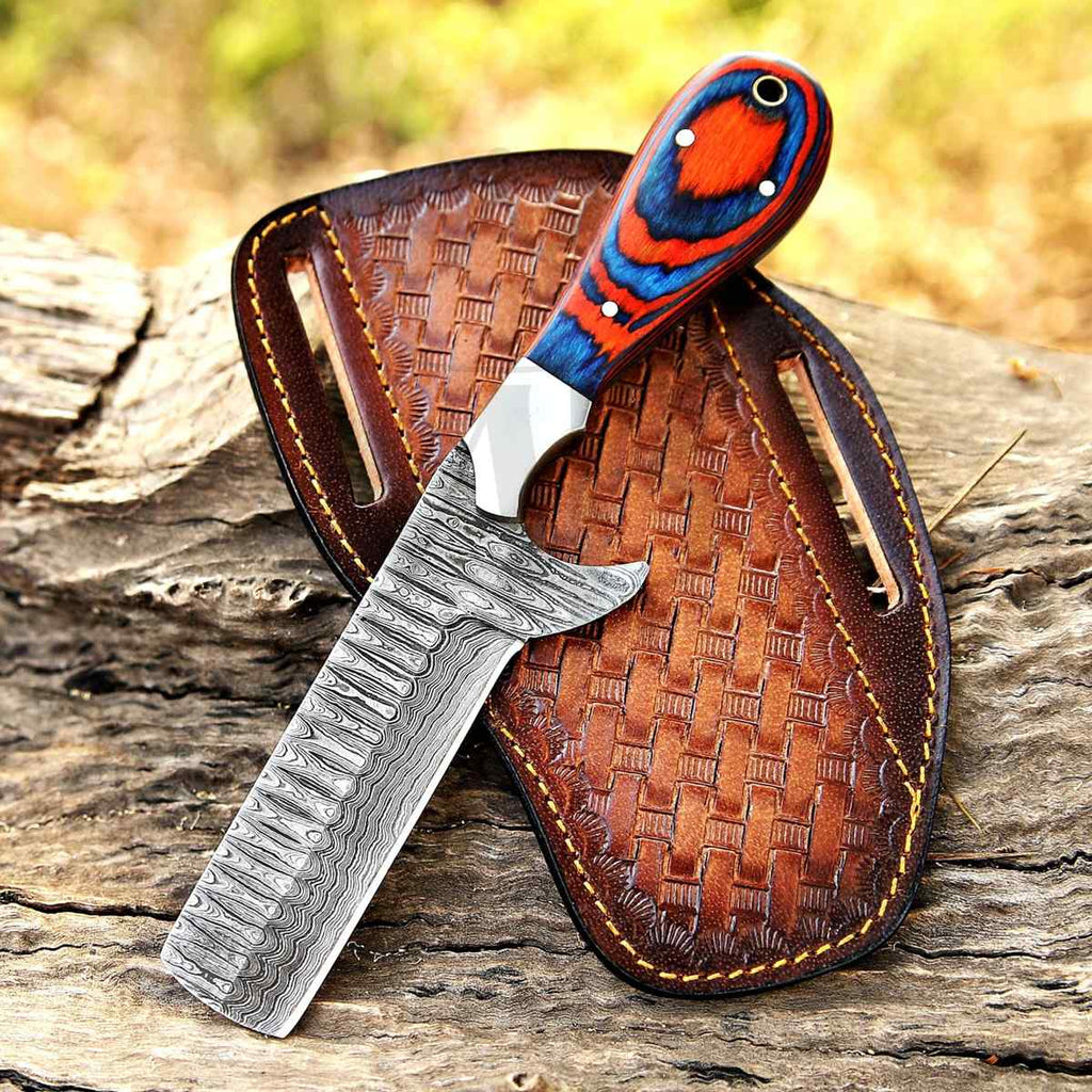 Cuchillo Bull Cutter Hoja de Damasco Cuchillo de Vaquero 8 Pulgadas