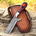 Cuchillo Bull Cutter Hoja de Damasco Cuchillo de Vaquero 8 Pulgadas