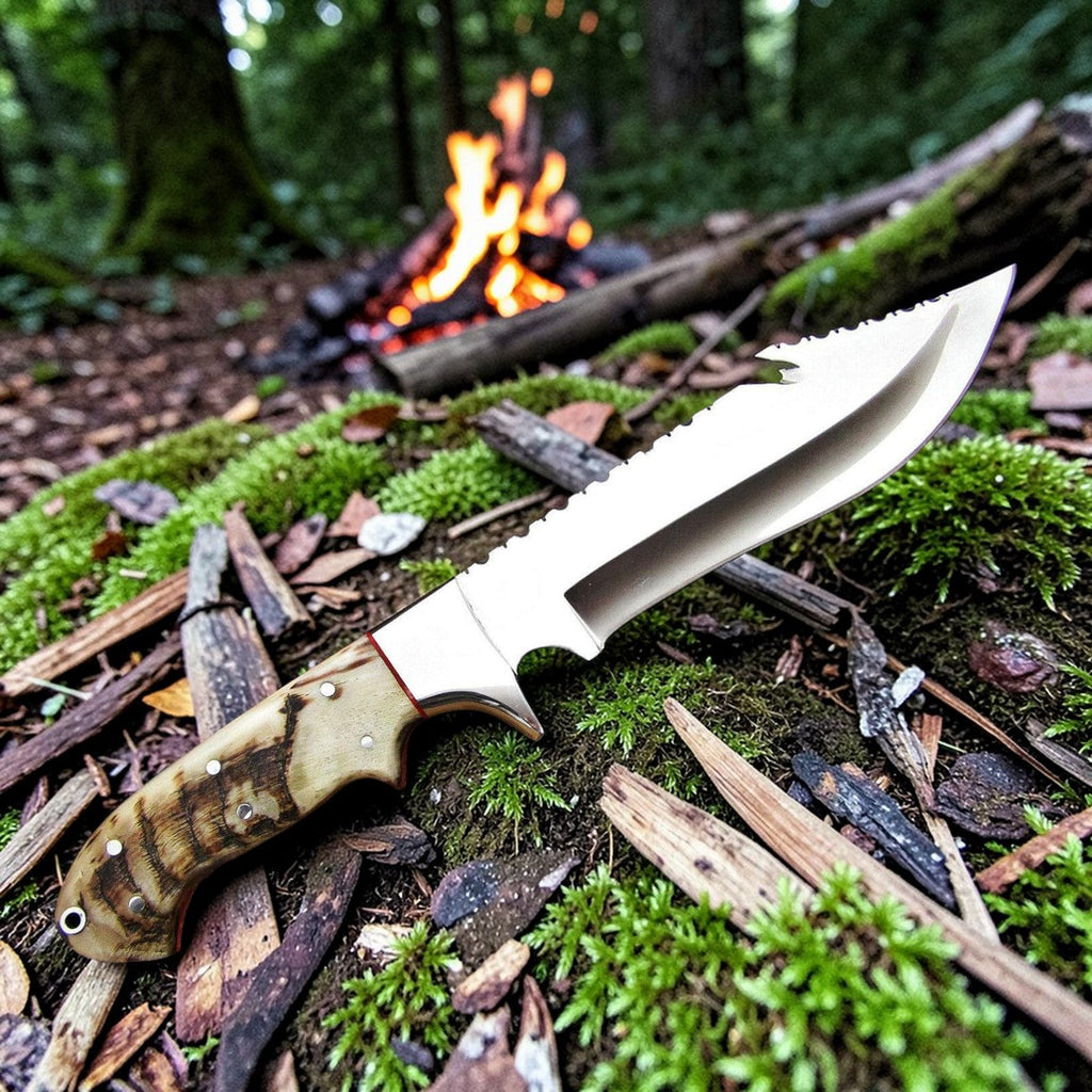 D2 Gut-Haken Jagdmesser Widderhorn-Griff