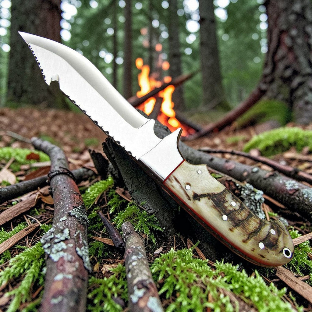 D2 Gut-Haken Jagdmesser Widderhorn-Griff