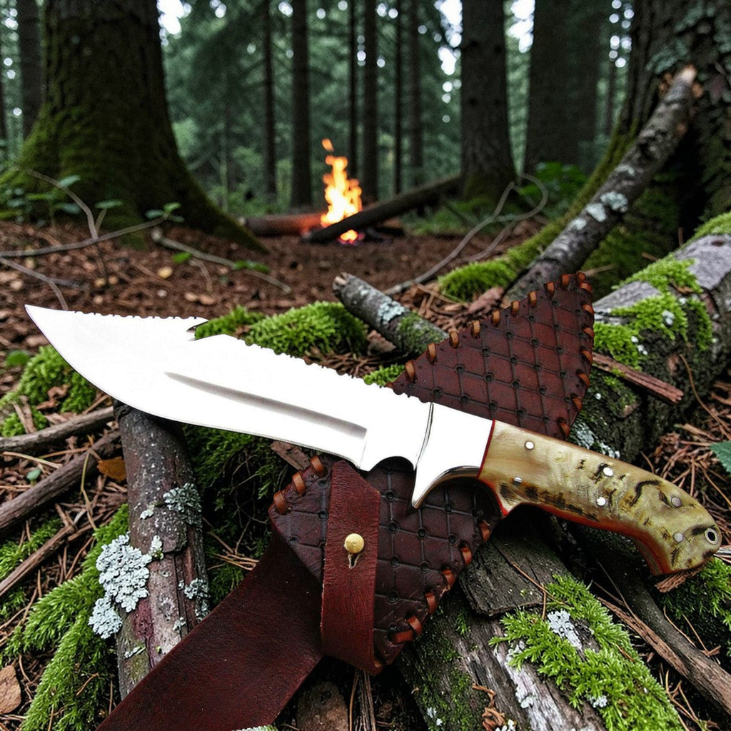 D2 Gut-Haken Jagdmesser Widderhorn-Griff