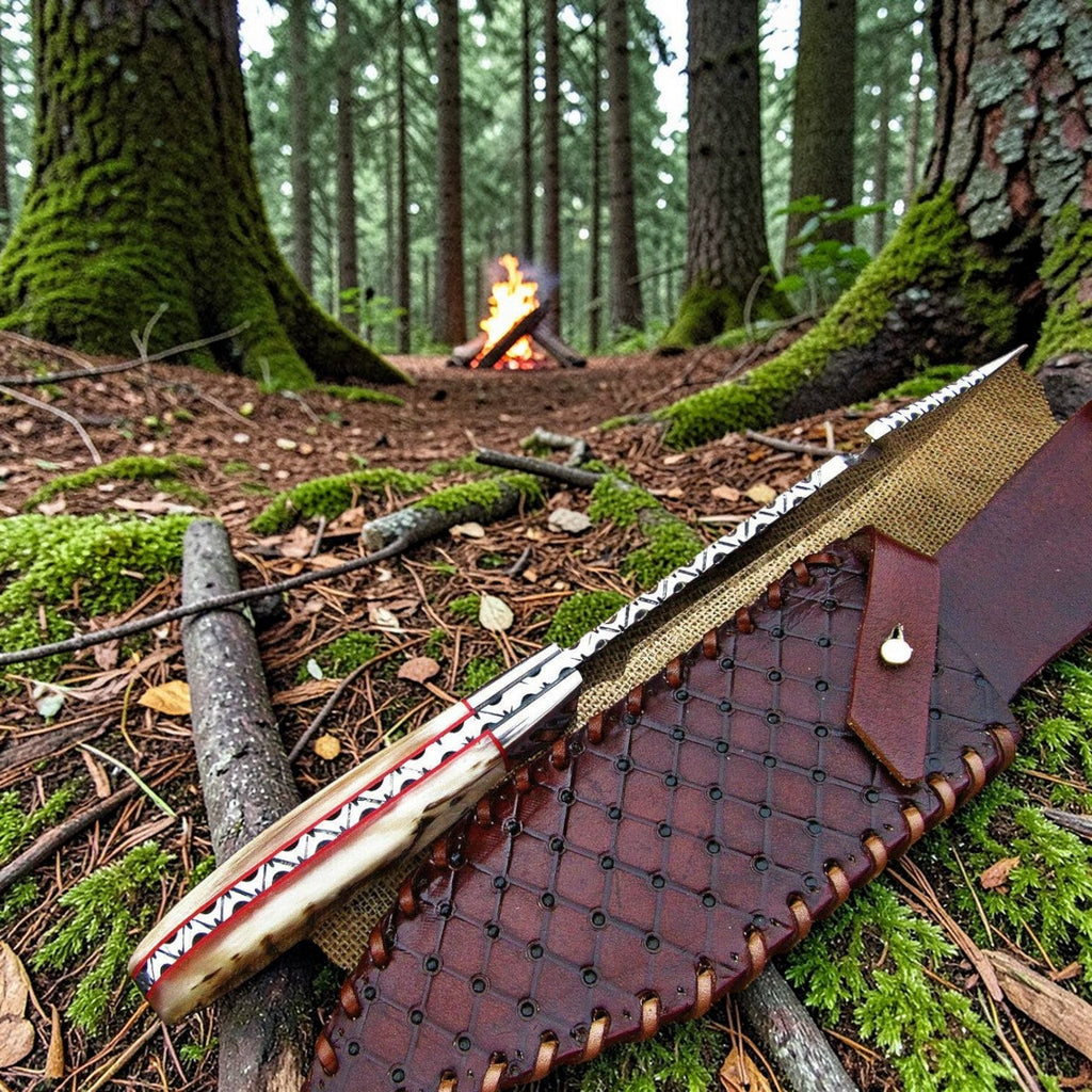 D2 Gut-Haken Jagdmesser Widderhorn-Griff