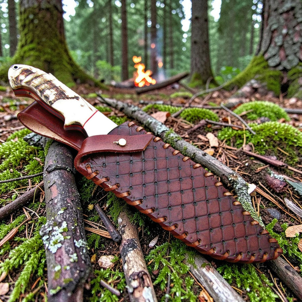 D2 Gut-Haken Jagdmesser Widderhorn-Griff