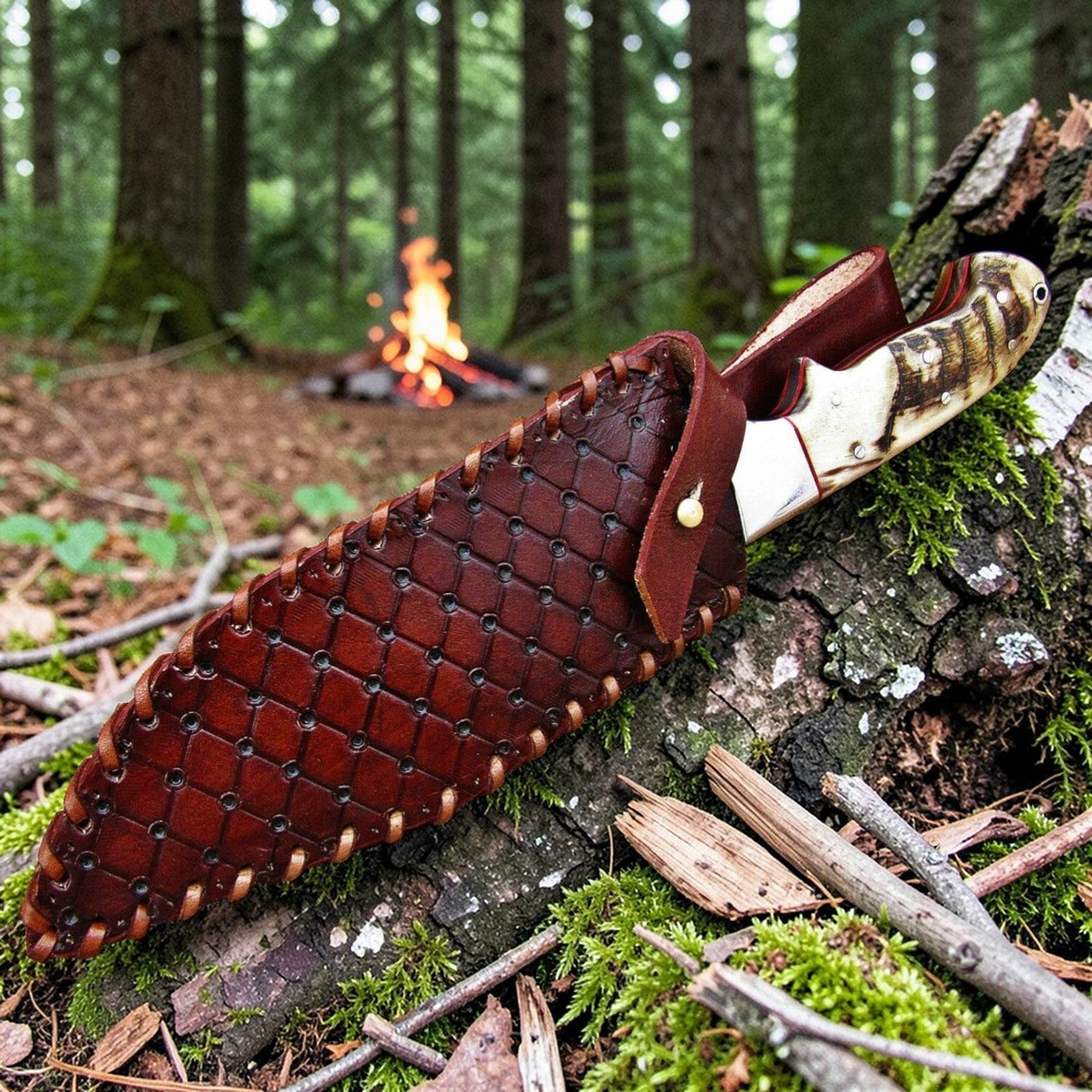 D2 Gut-Haken Jagdmesser Widderhorn-Griff
