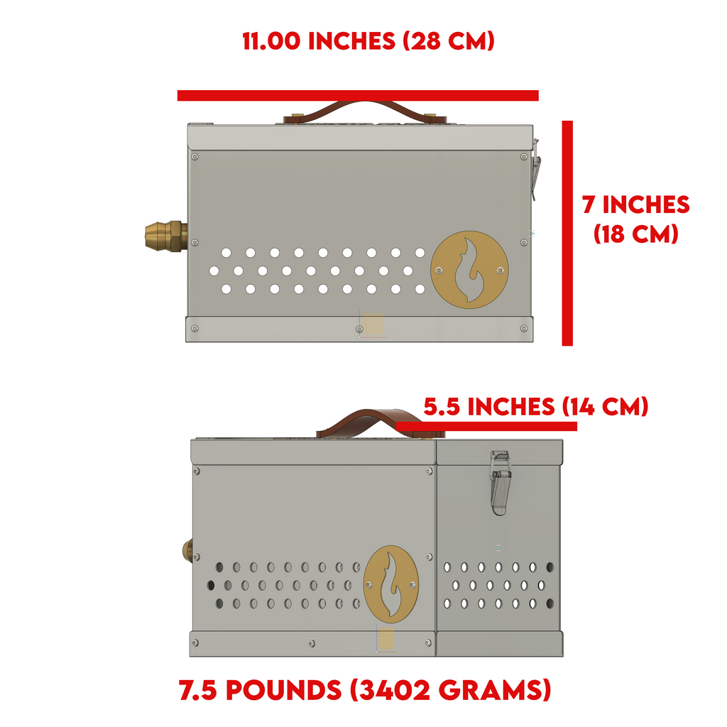 Die Hekla: LavaBox aus Edelstahl 304 mit Doppelbrenner