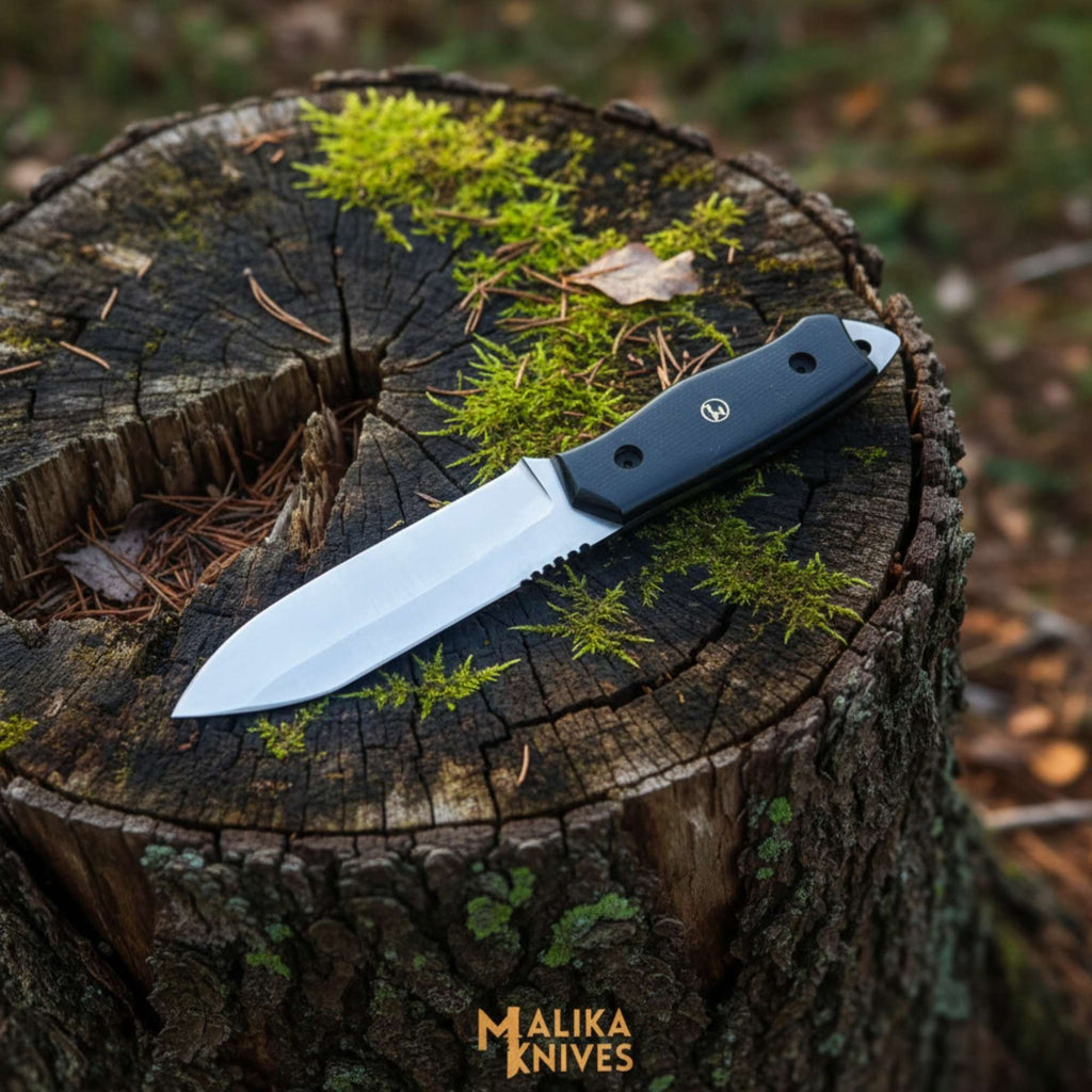 Navaja de caza Sheepsfoot D2 | Vaina de cuero