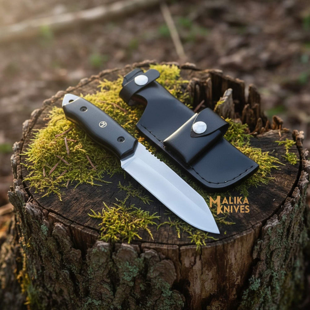 Navaja de caza Sheepsfoot D2 | Vaina de cuero