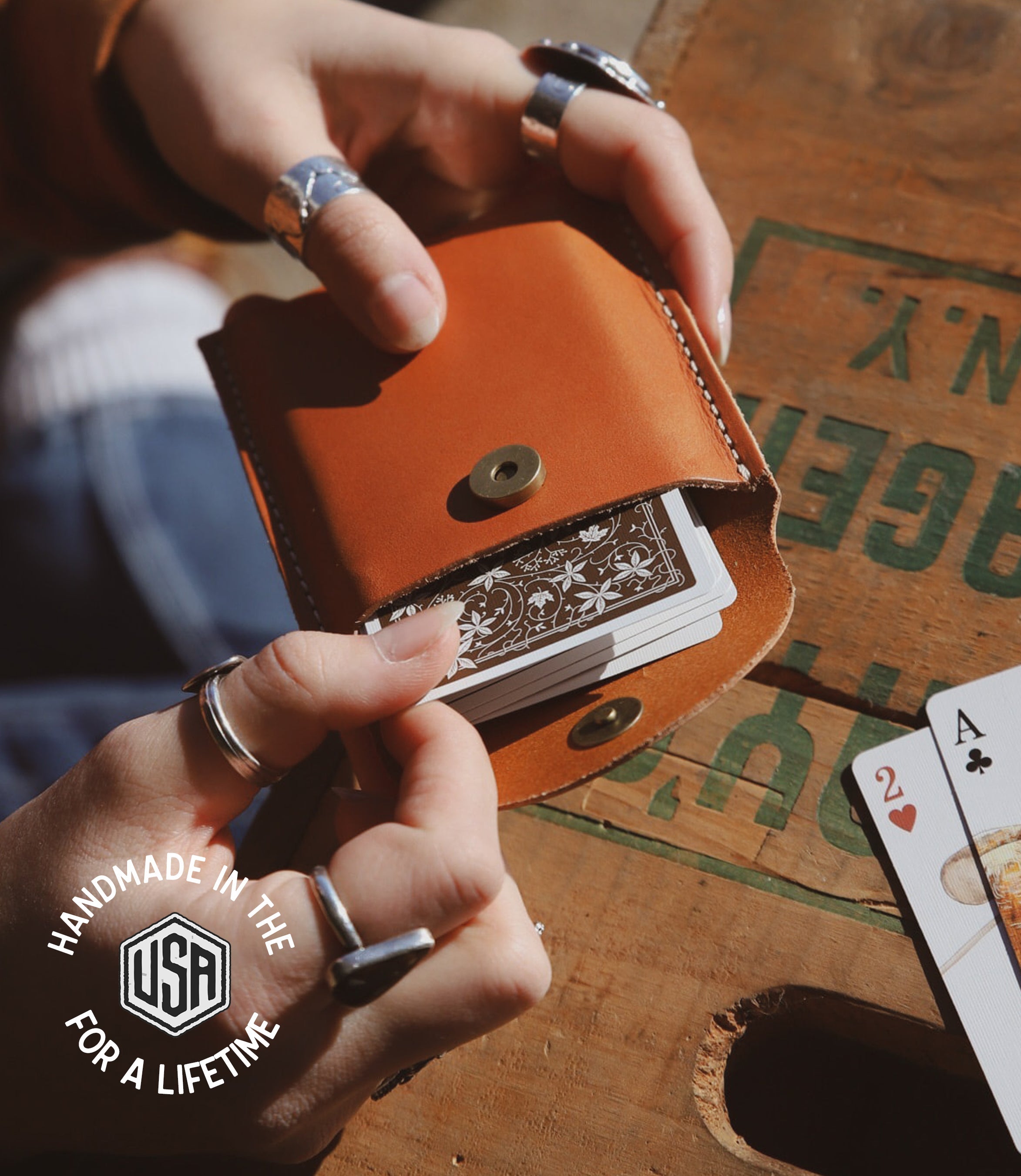 Leder-Spielkartenetui – Hergestellt in den USA